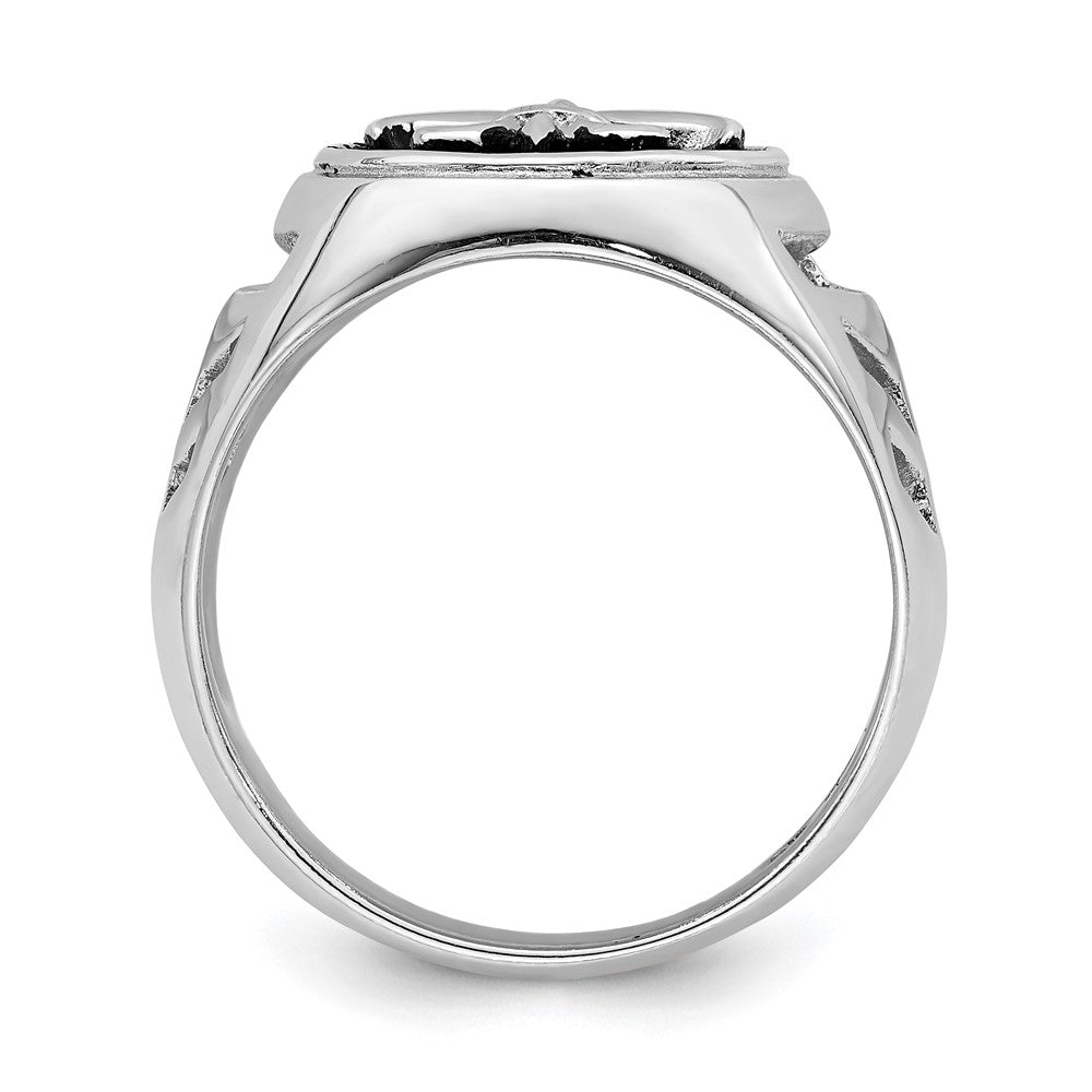 Sterlingsilber Rhodiniert & Antikisiert Fleur De Lis Ring