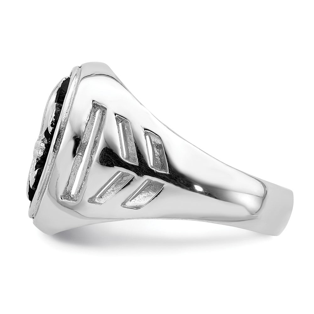 Sterlingsilber Rhodiniert & Antikisiert Fleur De Lis Ring