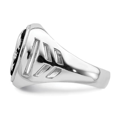 Sterlingsilber Rhodiniert & Antikisiert Fleur De Lis Ring