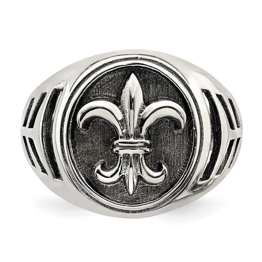 Sterlingsilber Antikisiert Fleur De Lis Ring