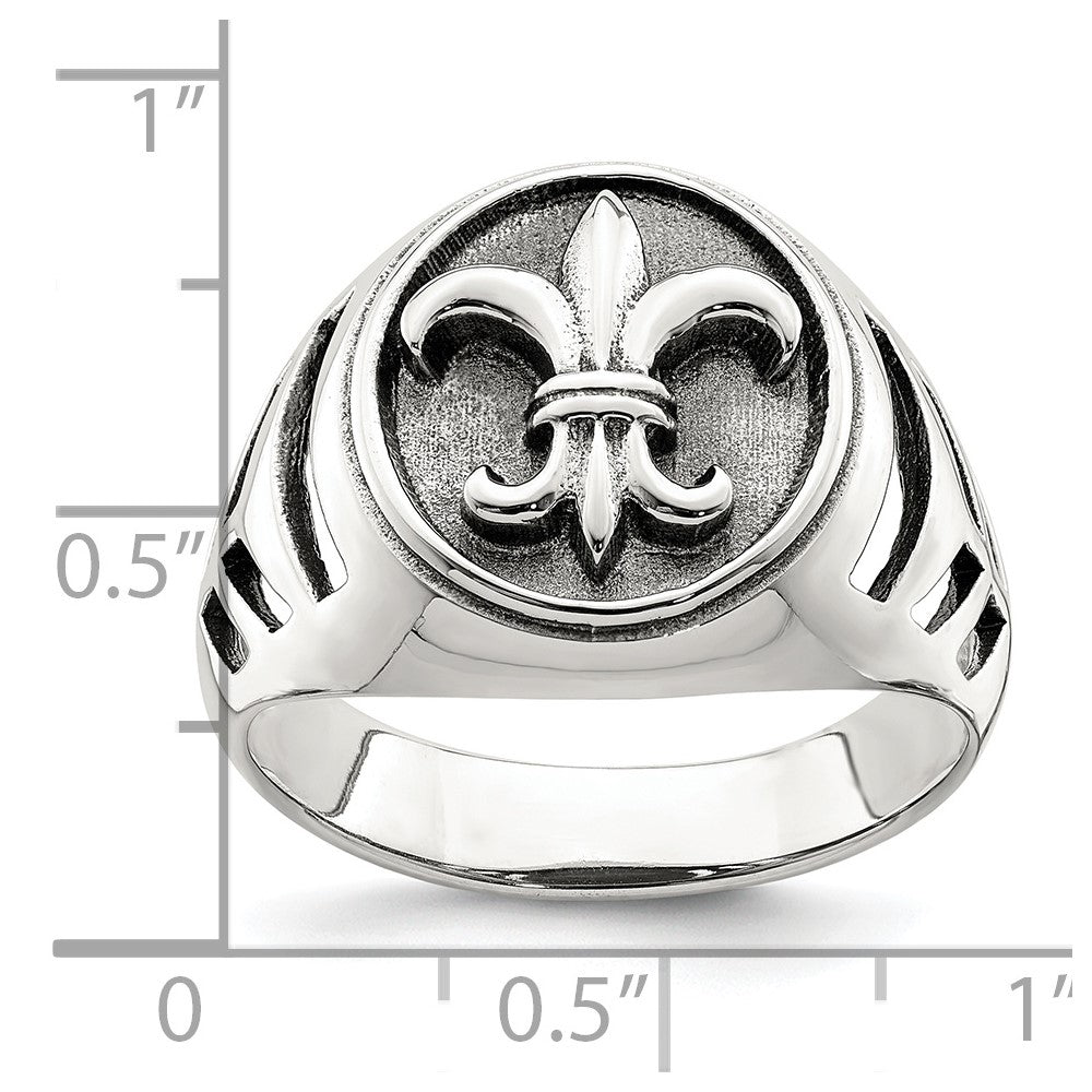 Sterlingsilber Antikisiert Fleur De Lis Ring