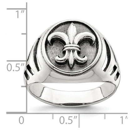 Sterlingsilber Antikisiert Fleur De Lis Ring