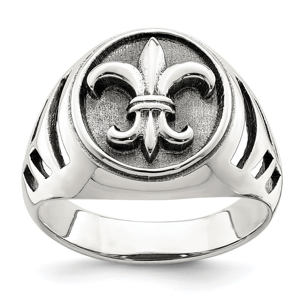 Sterlingsilber Antikisiert Fleur De Lis Ring