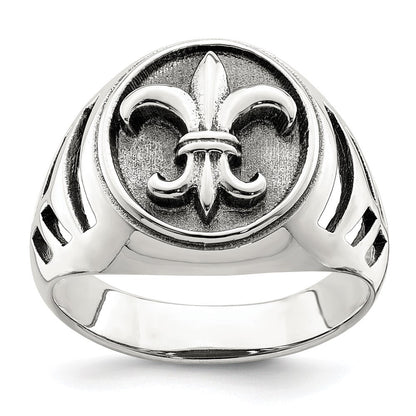 Sterlingsilber Antikisiert Fleur De Lis Ring