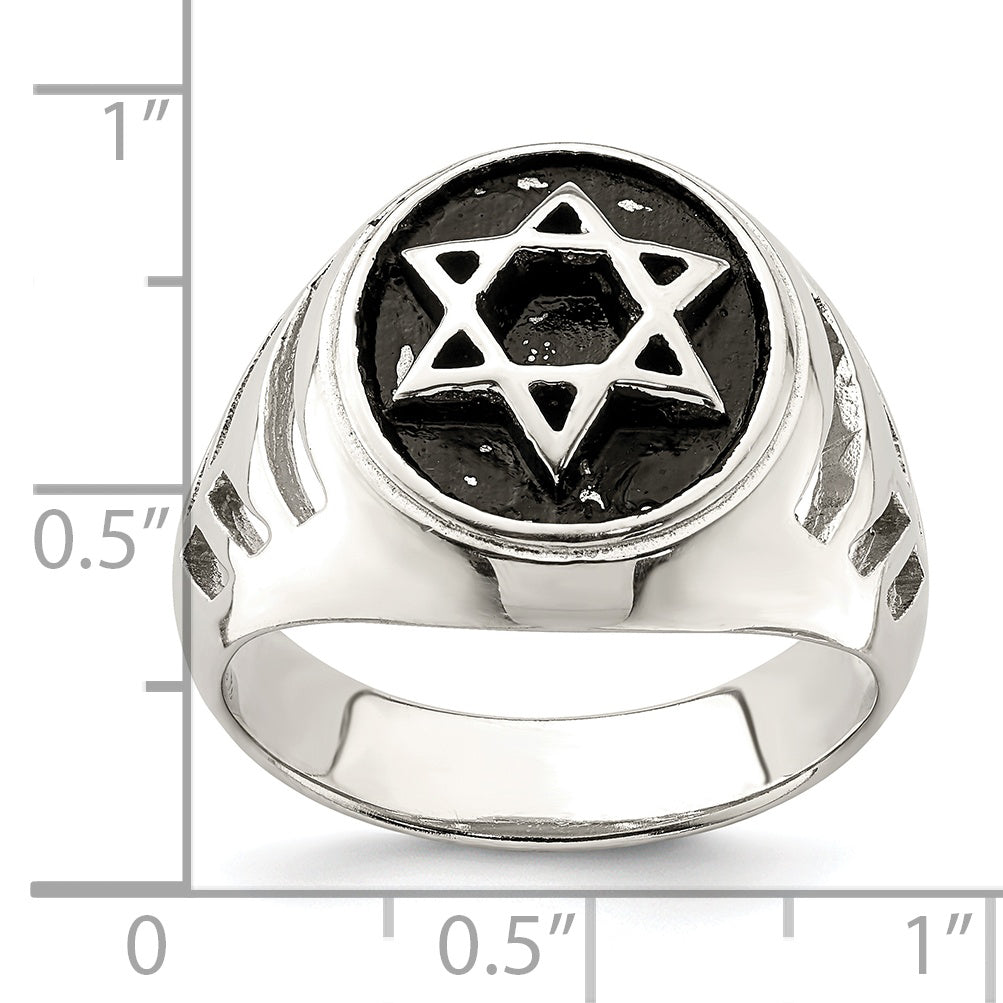 Sterlingsilber Antikisiert Stern Of David Ring