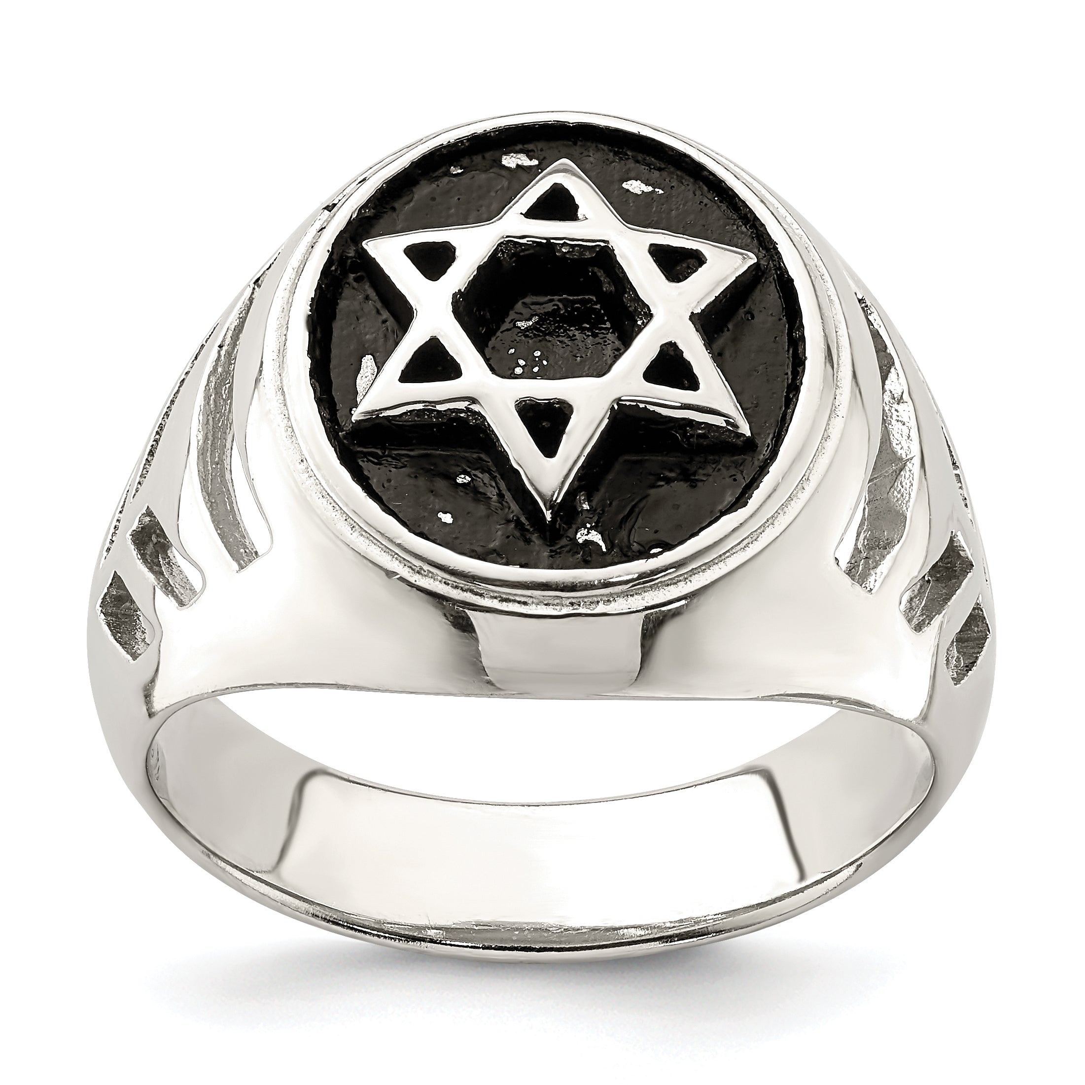 Sterlingsilber Antikisiert Stern Of David Ring