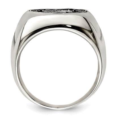 Sterlingsilber Poliert mit Antikisiert Replica 50 Lire Italienisch Münze Ring (size 9 Nur)