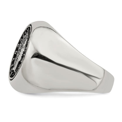 Sterlingsilber Poliert mit Antikisiert Replica 50 Lire Italienisch Münze Ring (size 9 Nur)