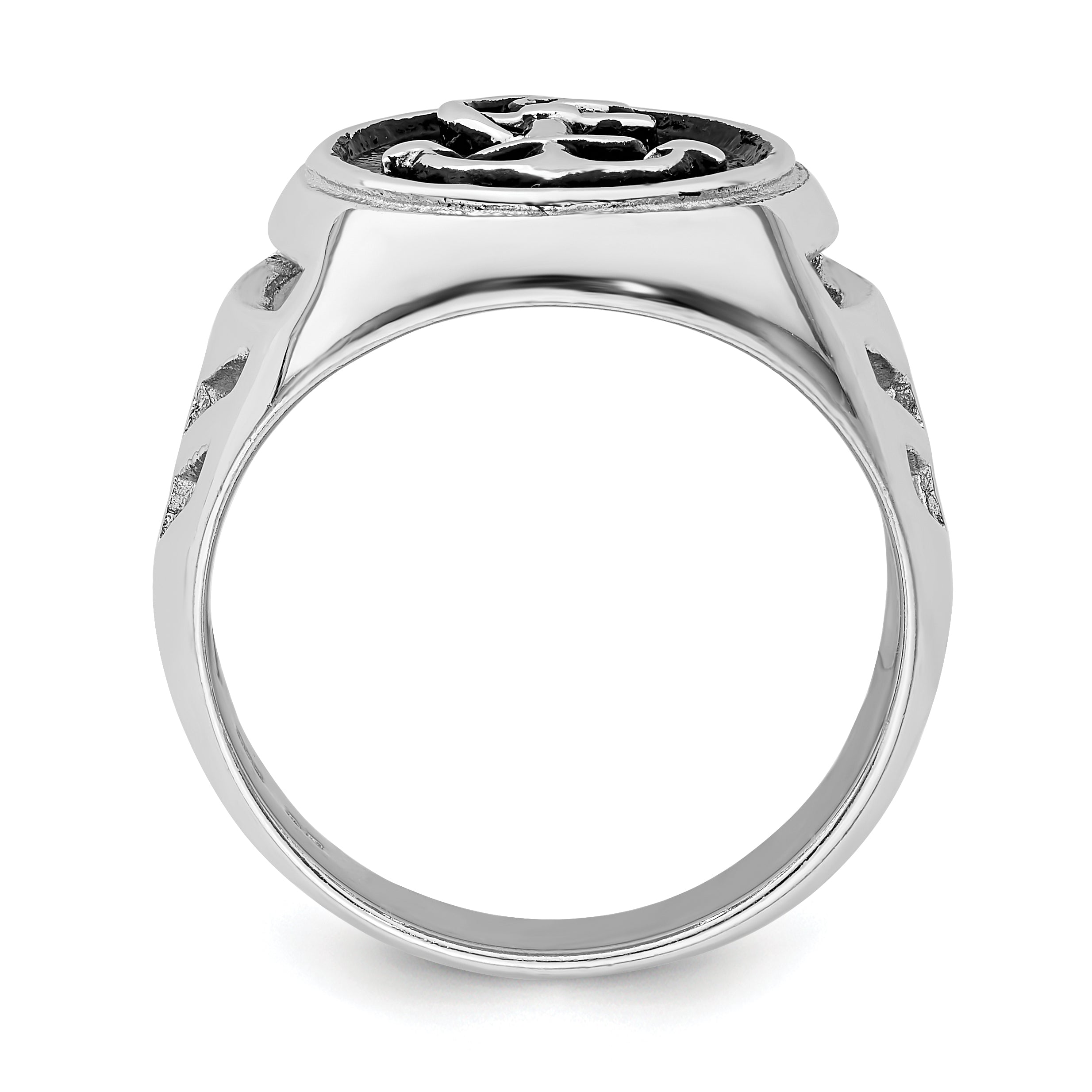 Sterlingsilber Rhodiniert & Antikisiert Anker Ring