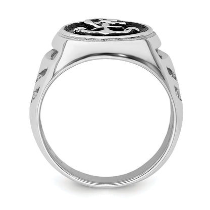 Sterlingsilber Rhodiniert & Antikisiert Anker Ring