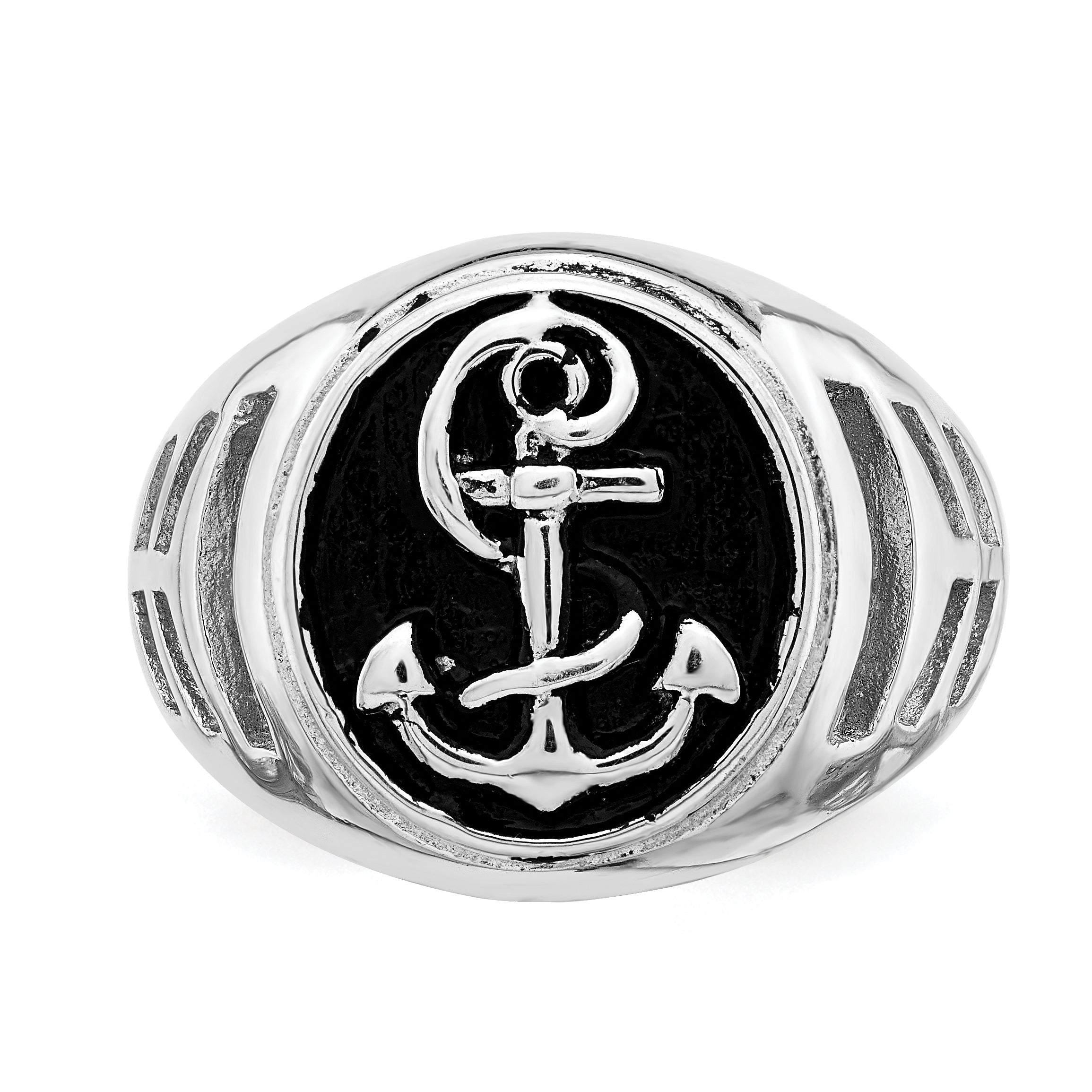 Sterlingsilber Rhodiniert & Antikisiert Anker Ring