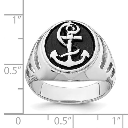 Sterlingsilber Rhodiniert & Antikisiert Anker Ring