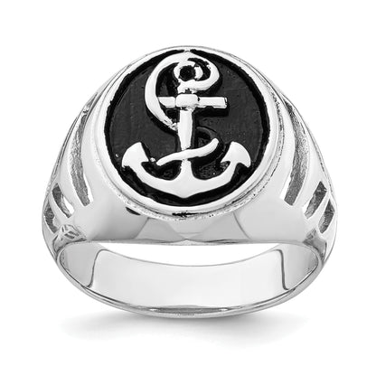 Sterlingsilber Rhodiniert & Antikisiert Anker Ring