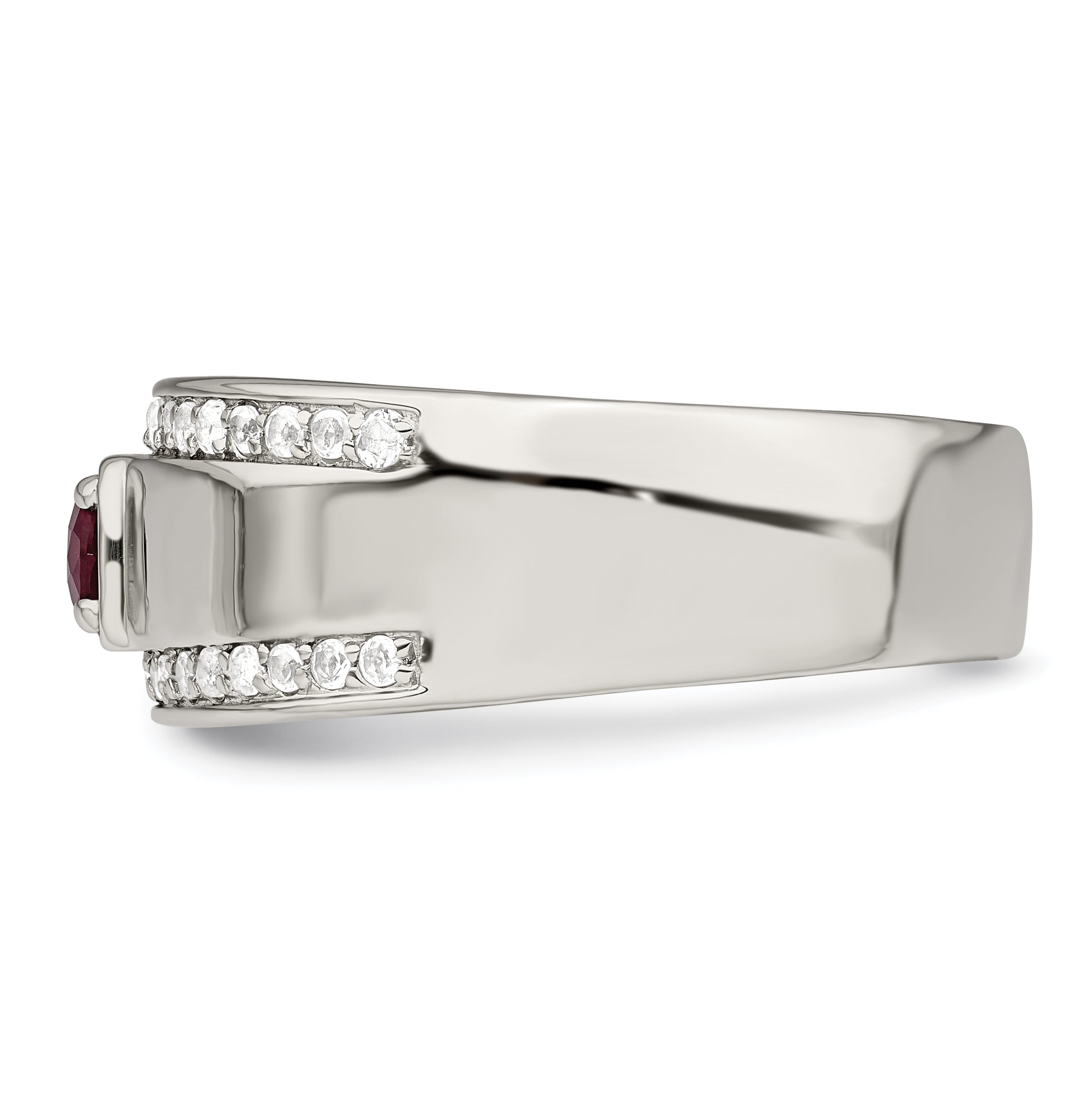 Sterlingsilber Rhodiniert Herren African Rubin und Weiß Topas Ring