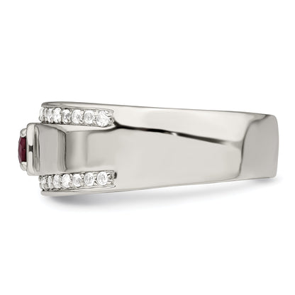 Sterlingsilber Rhodiniert Herren African Rubin und Weiß Topas Ring