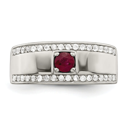Sterlingsilber Rhodiniert Herren African Rubin und Weiß Topas Ring