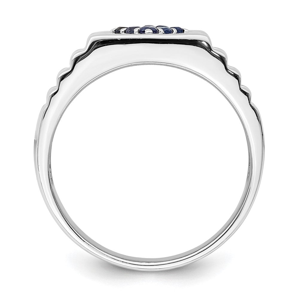 Sterlingsilber Rhodiniert Herren Blau Saphir Ring