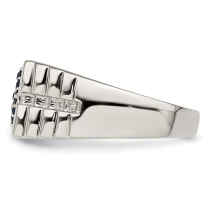 Sterlingsilber Rhodiniert Herren Blau Saphir Ring