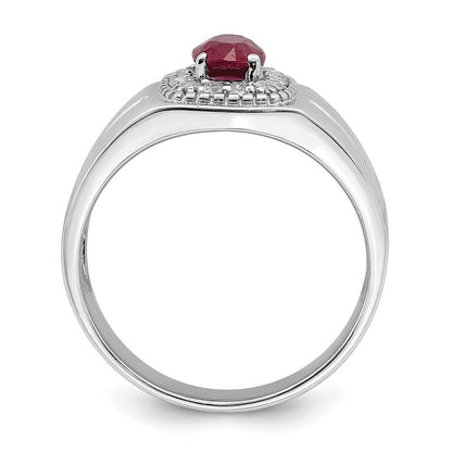 Sterlingsilber Rhodiniert Herren African Rubin und Weiß Topas Ring