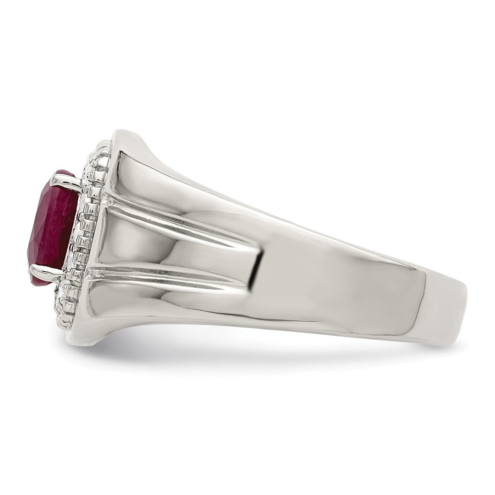 Sterlingsilber Rhodiniert Herren African Rubin und Weiß Topas Ring