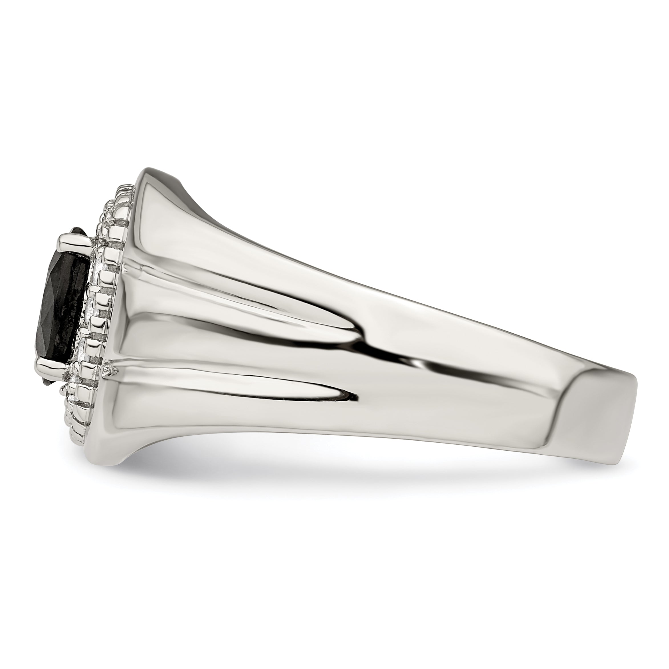Sterlingsilber Rhodiniert Herren Blau Saphir und Weiß Topas Ring