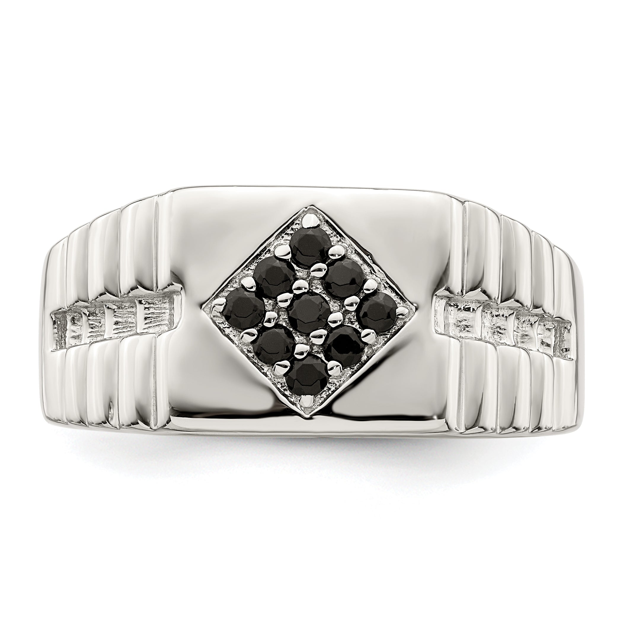 Sterlingsilber Rhodiniert Herren Onyx Ring