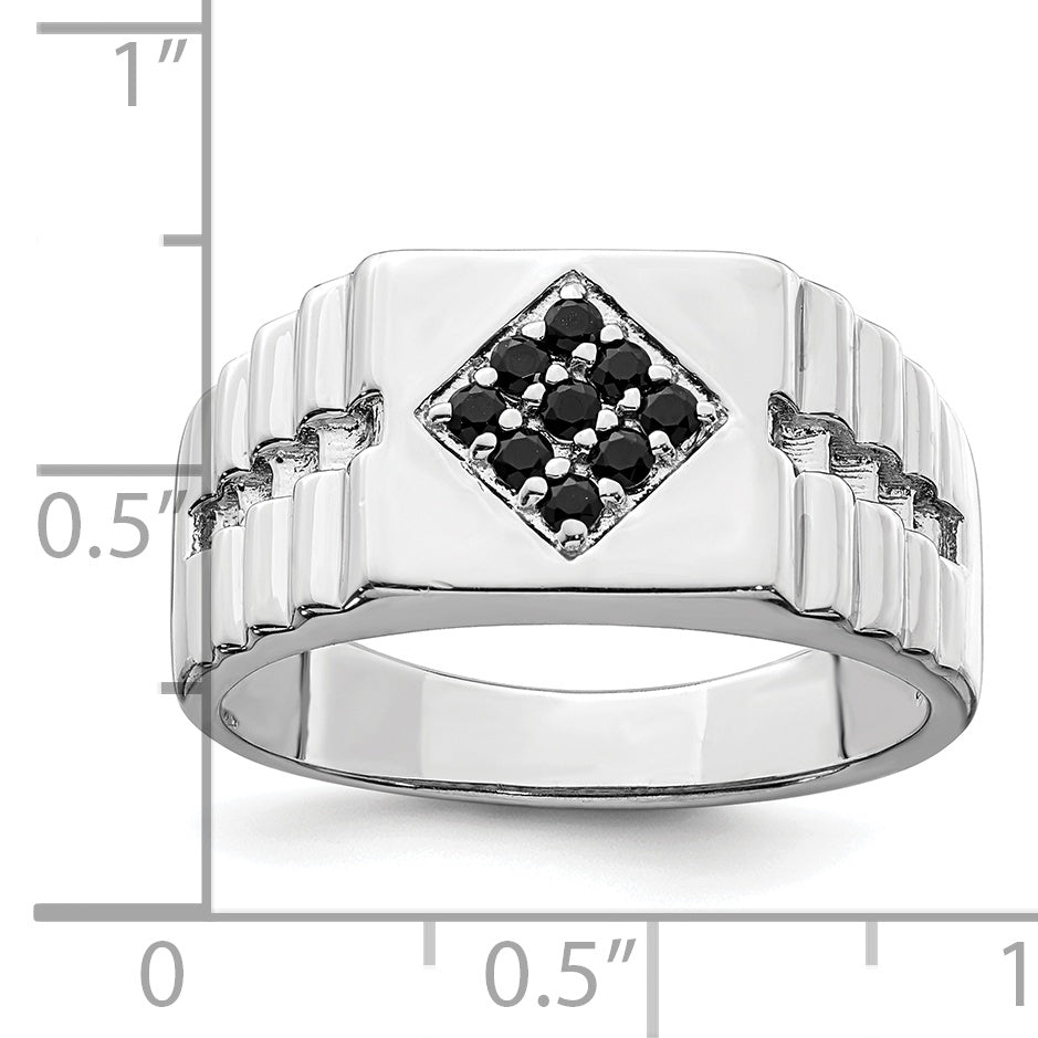 Sterlingsilber Rhodiniert Herren Onyx Ring