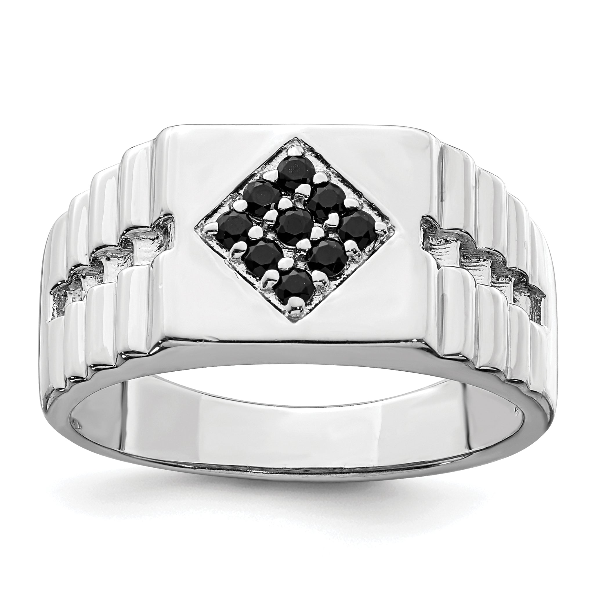Sterlingsilber Rhodiniert Herren Onyx Ring