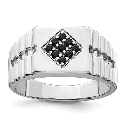 Sterlingsilber Rhodiniert Herren Onyx Ring