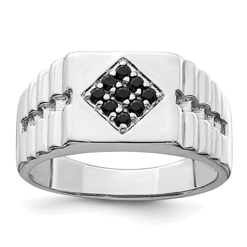 Sterlingsilber Rhodiniert Herren Onyx Ring