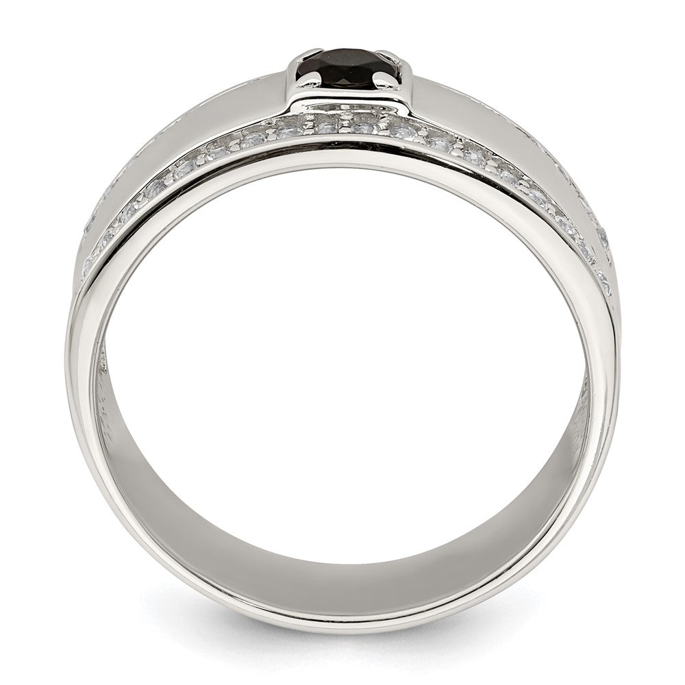 Sterlingsilber Rhodiniert Herren Onyx und Weiß Topas Ring