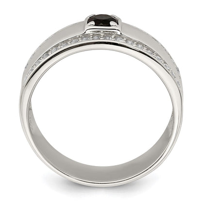 Sterlingsilber Rhodiniert Herren Onyx und Weiß Topas Ring