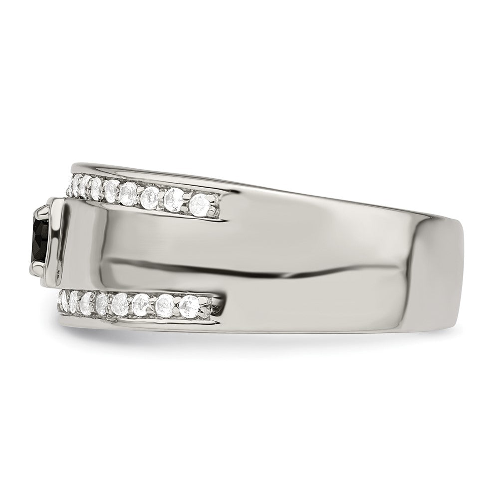 Sterlingsilber Rhodiniert Herren Onyx und Weiß Topas Ring
