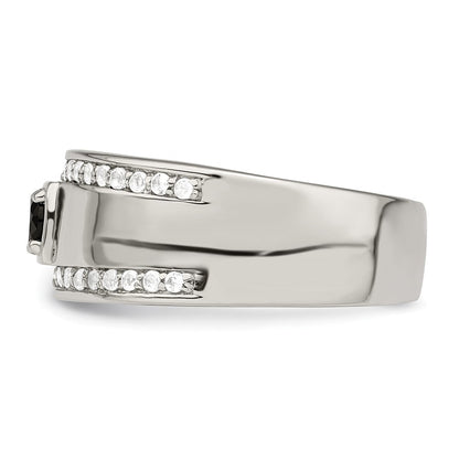 Sterlingsilber Rhodiniert Herren Onyx und Weiß Topas Ring