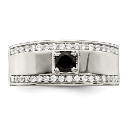 Sterlingsilber Rhodiniert Herren Onyx und Weiß Topas Ring