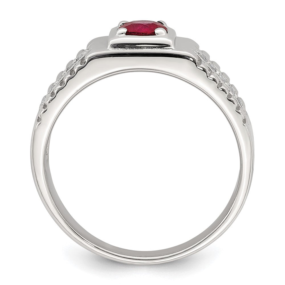 Sterlingsilber Rhodiniert Herren African Rubin und Weiß Topas Ring