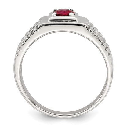Sterlingsilber Rhodiniert Herren African Rubin und Weiß Topas Ring