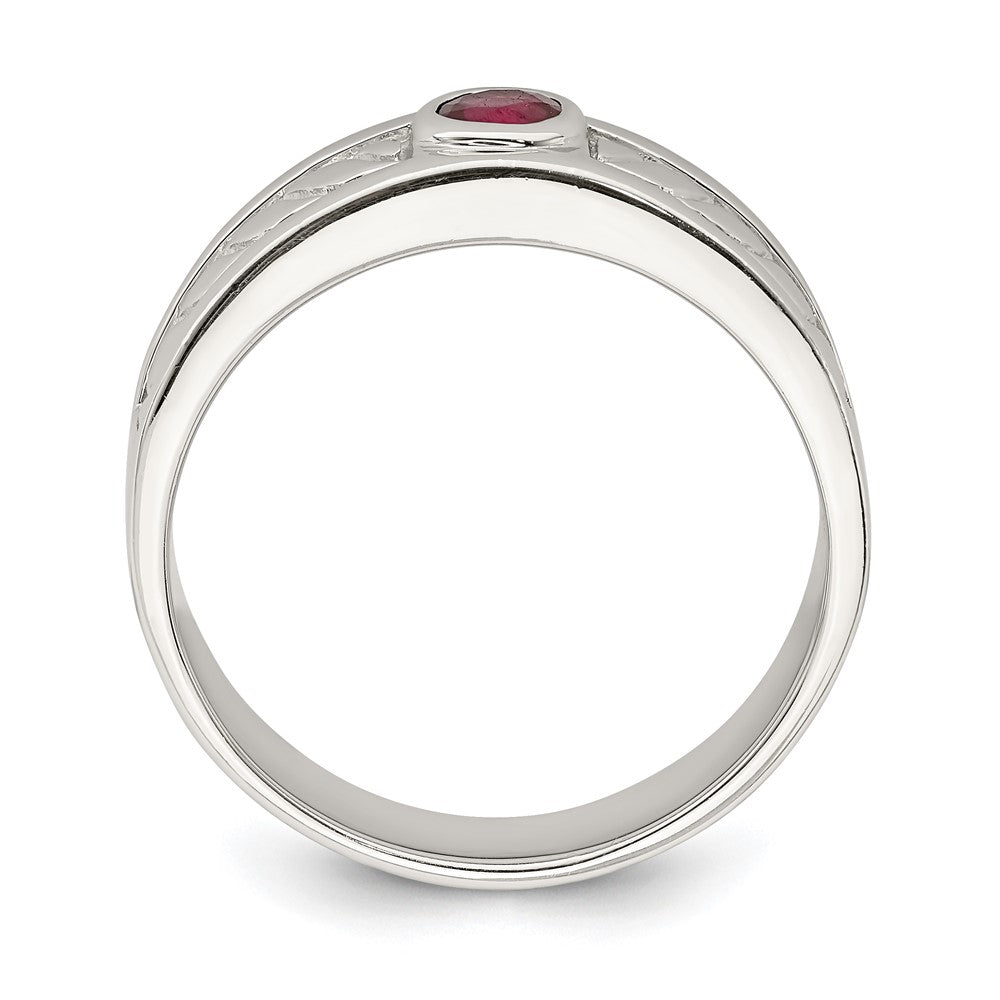 Sterlingsilber Rhodiniert Herren Rubin Ring