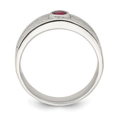 Sterlingsilber Rhodiniert Herren Rubin Ring