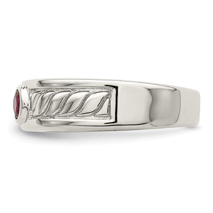 Sterlingsilber Rhodiniert Herren Rubin Ring