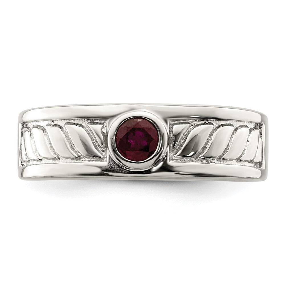 Sterlingsilber Rhodiniert Herren Rubin Ring