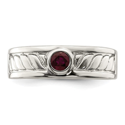 Sterlingsilber Rhodiniert Herren Rubin Ring
