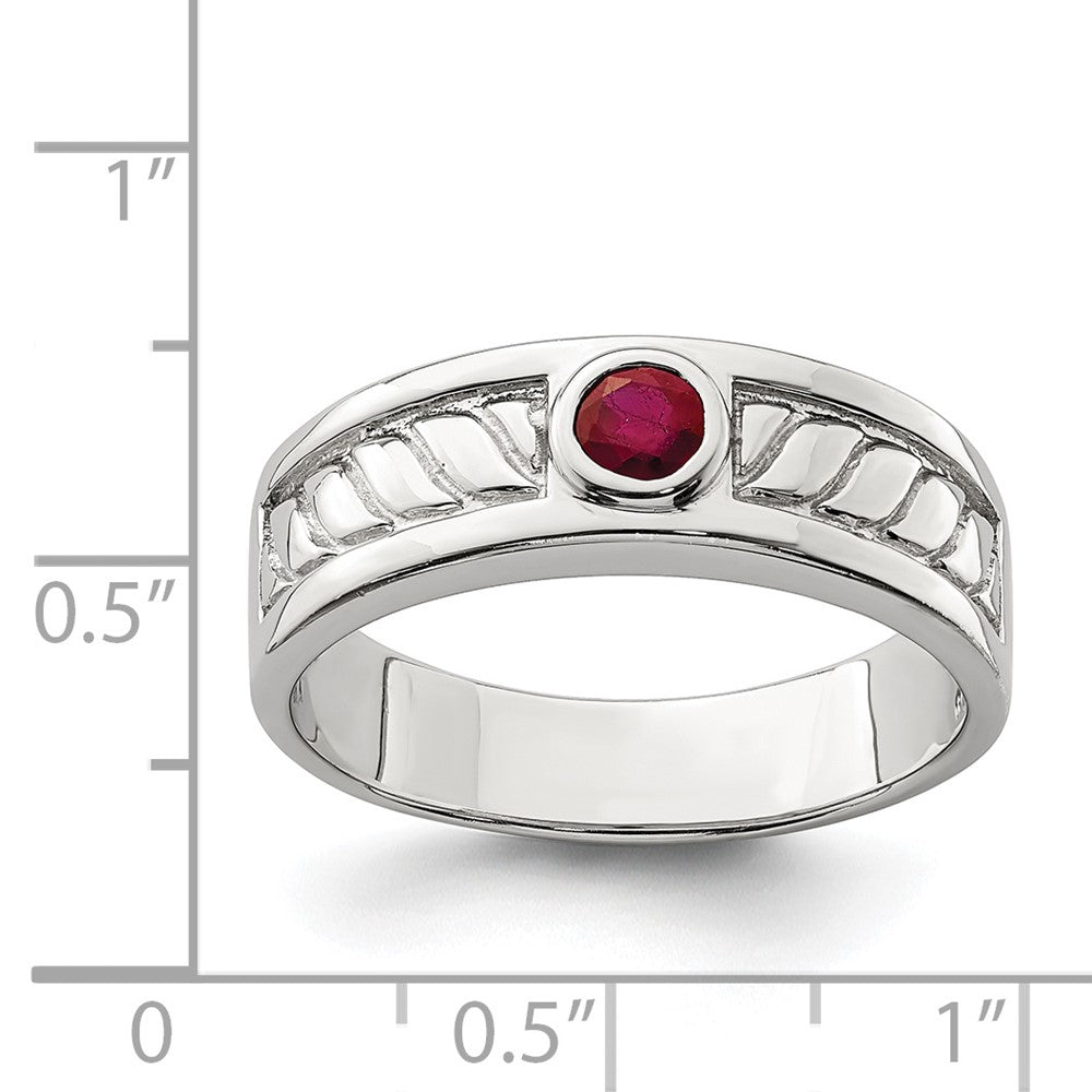 Sterlingsilber Rhodiniert Herren Rubin Ring