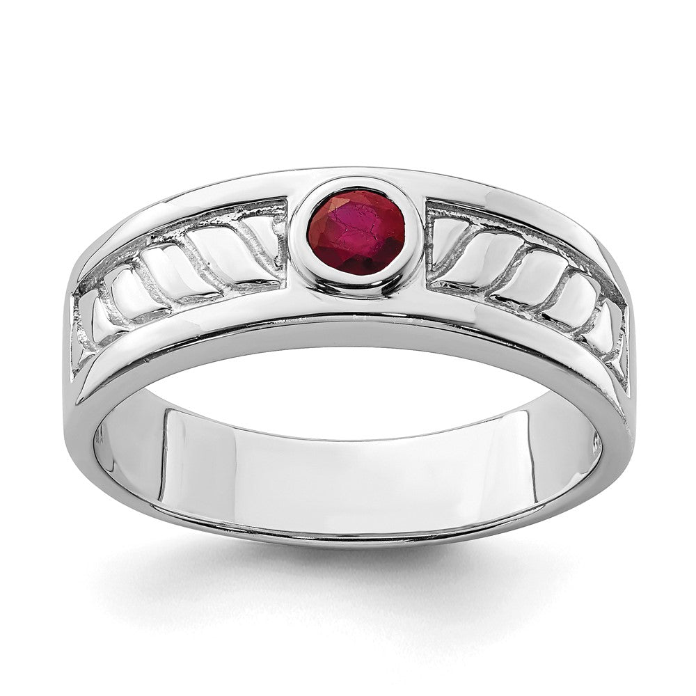 Sterlingsilber Rhodiniert Herren Rubin Ring