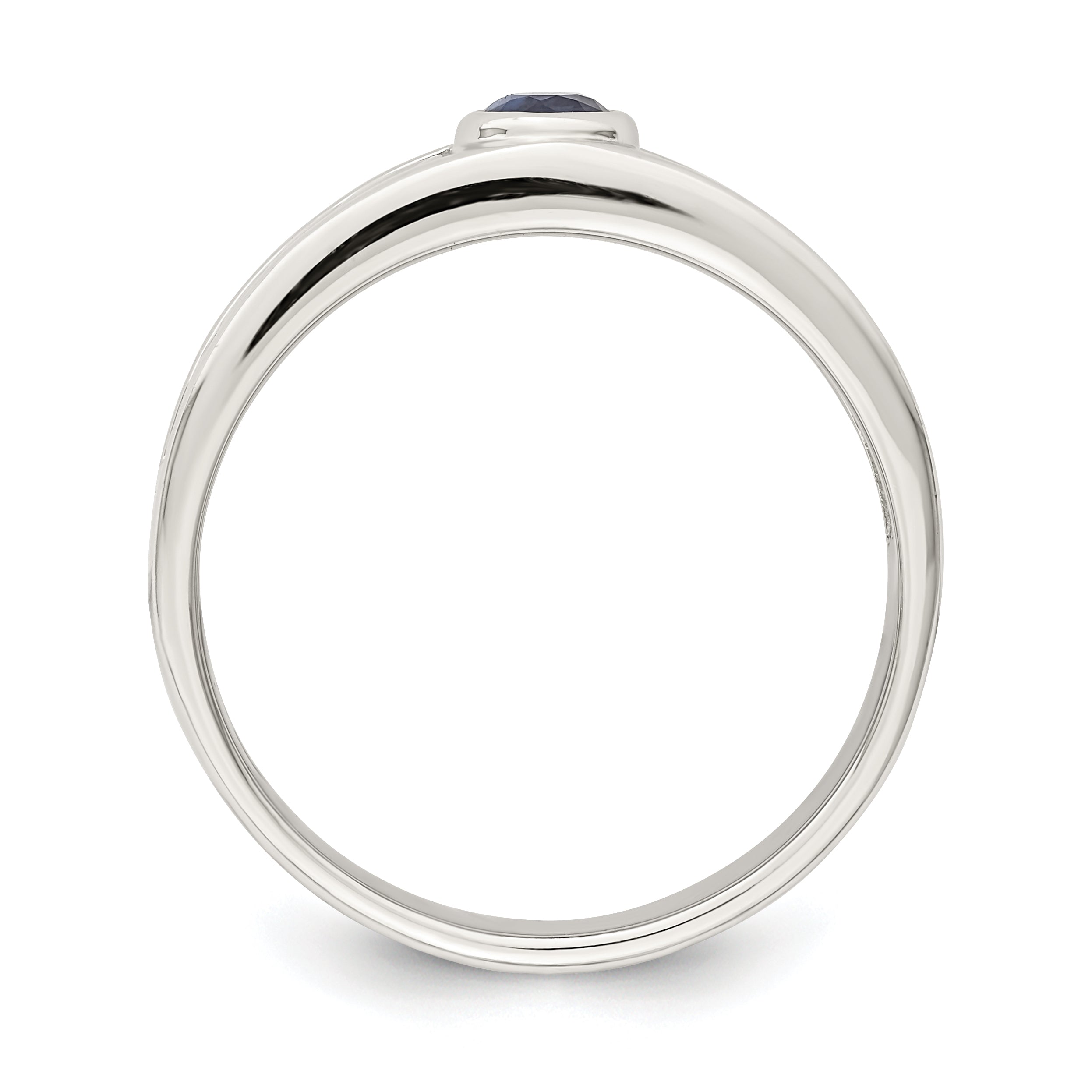 Sterlingsilber Rhodiniert Herren Blau Saphir Ring