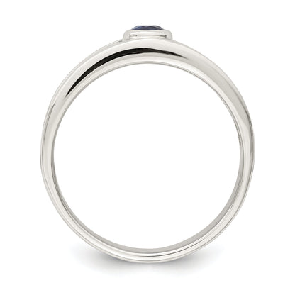 Sterlingsilber Rhodiniert Herren Blau Saphir Ring