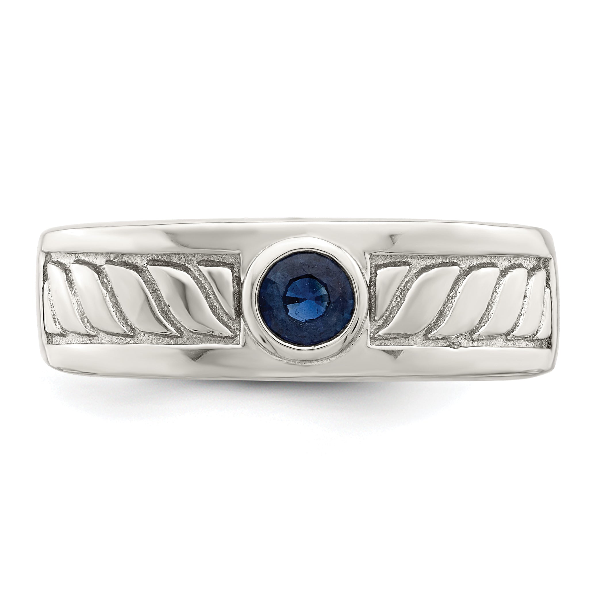 Sterlingsilber Rhodiniert Herren Blau Saphir Ring