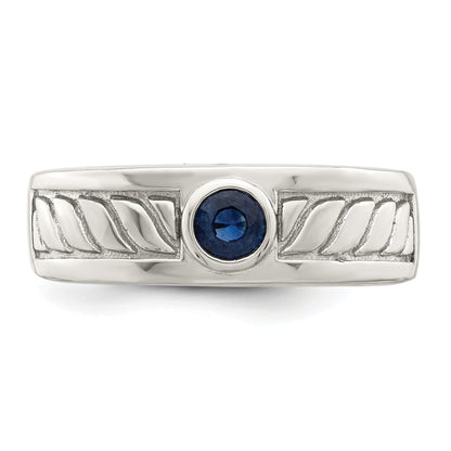 Sterlingsilber Rhodiniert Herren Blau Saphir Ring