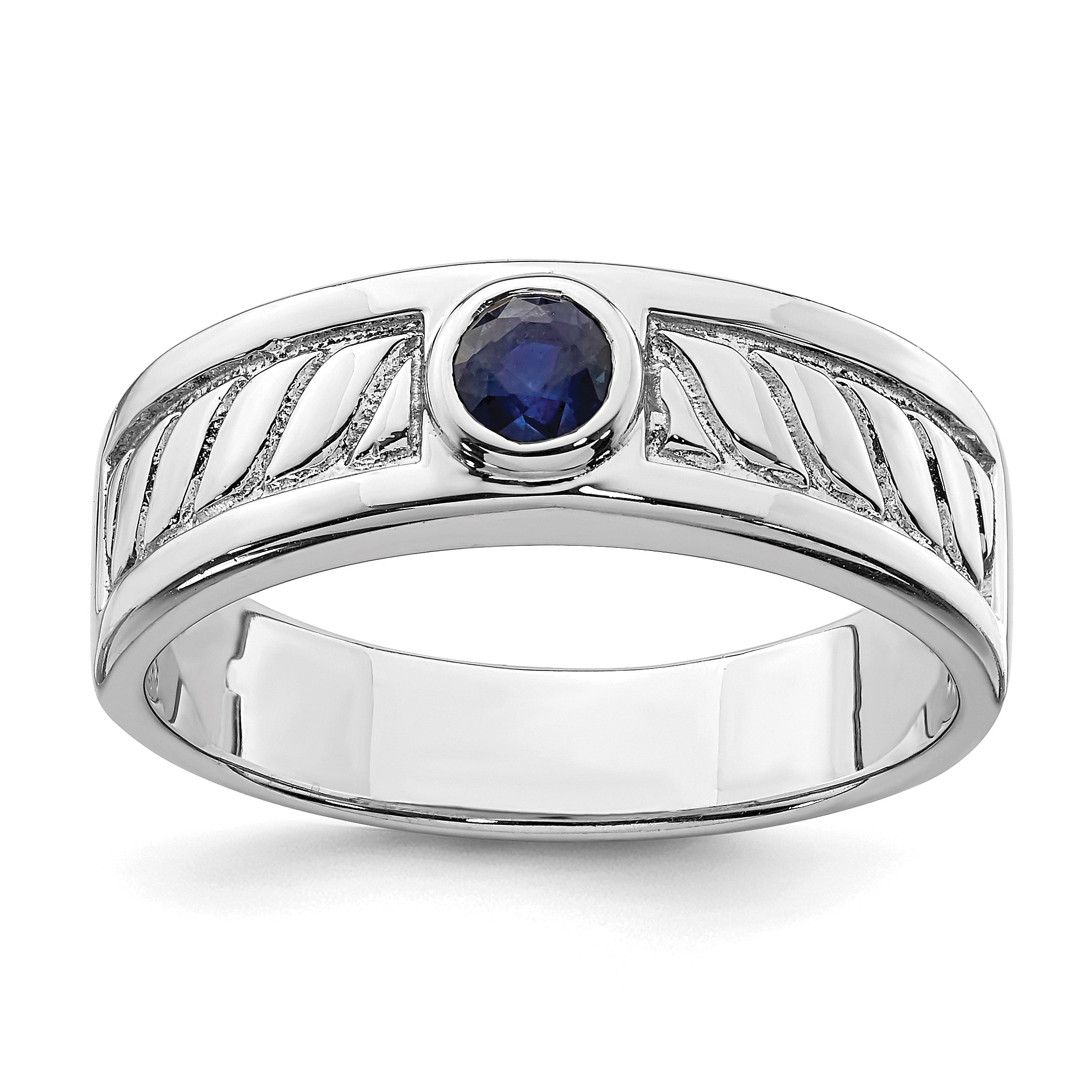 Sterlingsilber Rhodiniert Herren Blau Saphir Ring