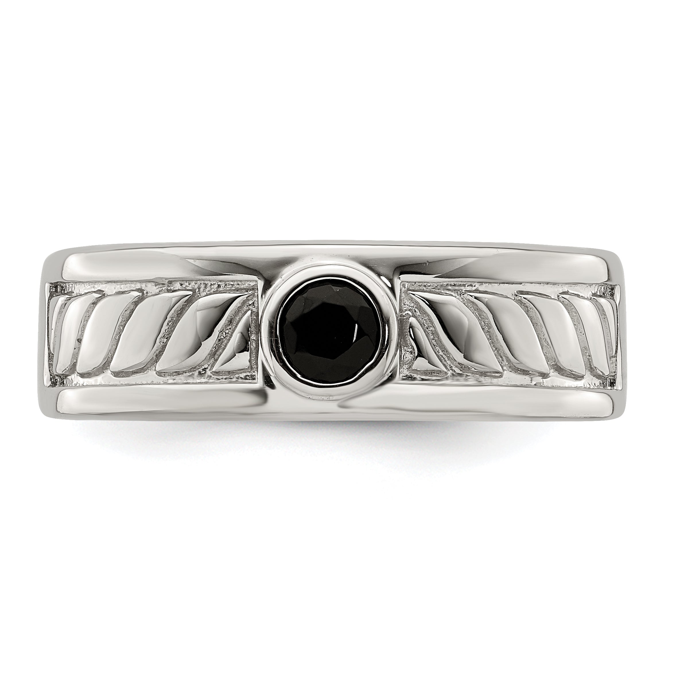 Sterlingsilber Rhodiniert Herren Onyx Ring